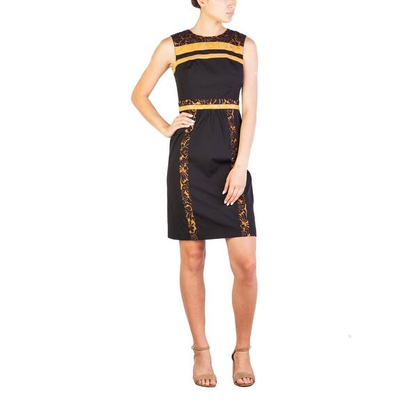 Shop Prada Women S Nylon Cotton Blend Floral Print Dress Black 4