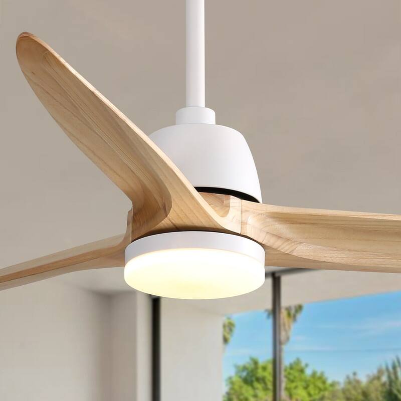 56 inch Wood Ceiling Fan Indoor w/Light and Remote Control 3 Wood Blades Bedroom - Blades Span 56 Inches