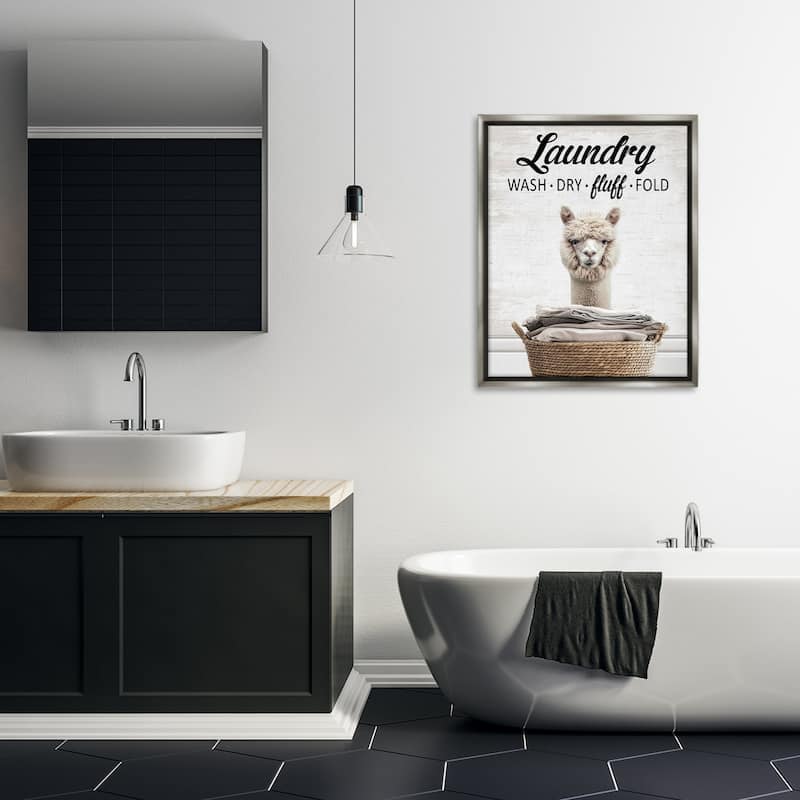 Stupell Wash Dry Fluff Laundry Framed Floater Canvas Wall Art Design By Lettered and Lined