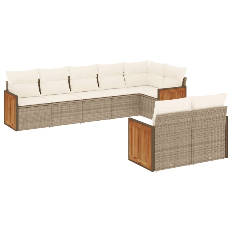 vidaXL Patio Sofa Set with Cushions Outdoor Conversation Furniture Poly Rattan