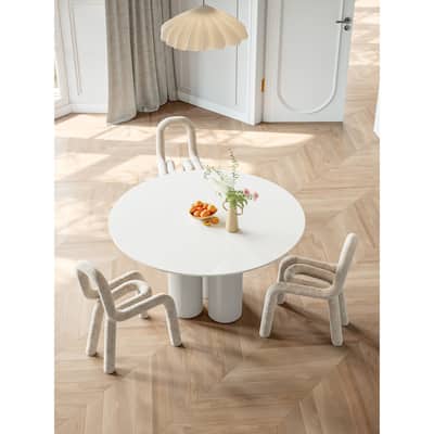 Lesly 59.05 in. Modern Round White Dining Table (6 Seats) - 59.05"D×59.05"W×29.52"H