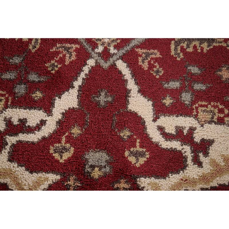 Red & Ivory Oushak Indian Accent Rug Hand-Knotted Wool Carpet - 2'11"x 4'9"