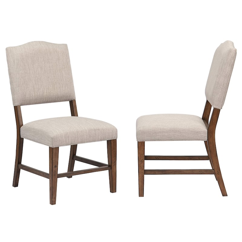 Linen Upholstered Side Chairs - 38" - Brown - Set of 2