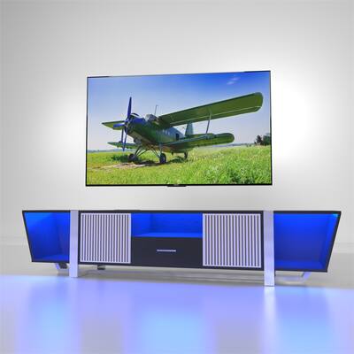 TV Console with Large Storage Cabinets,Lights and Remote Control