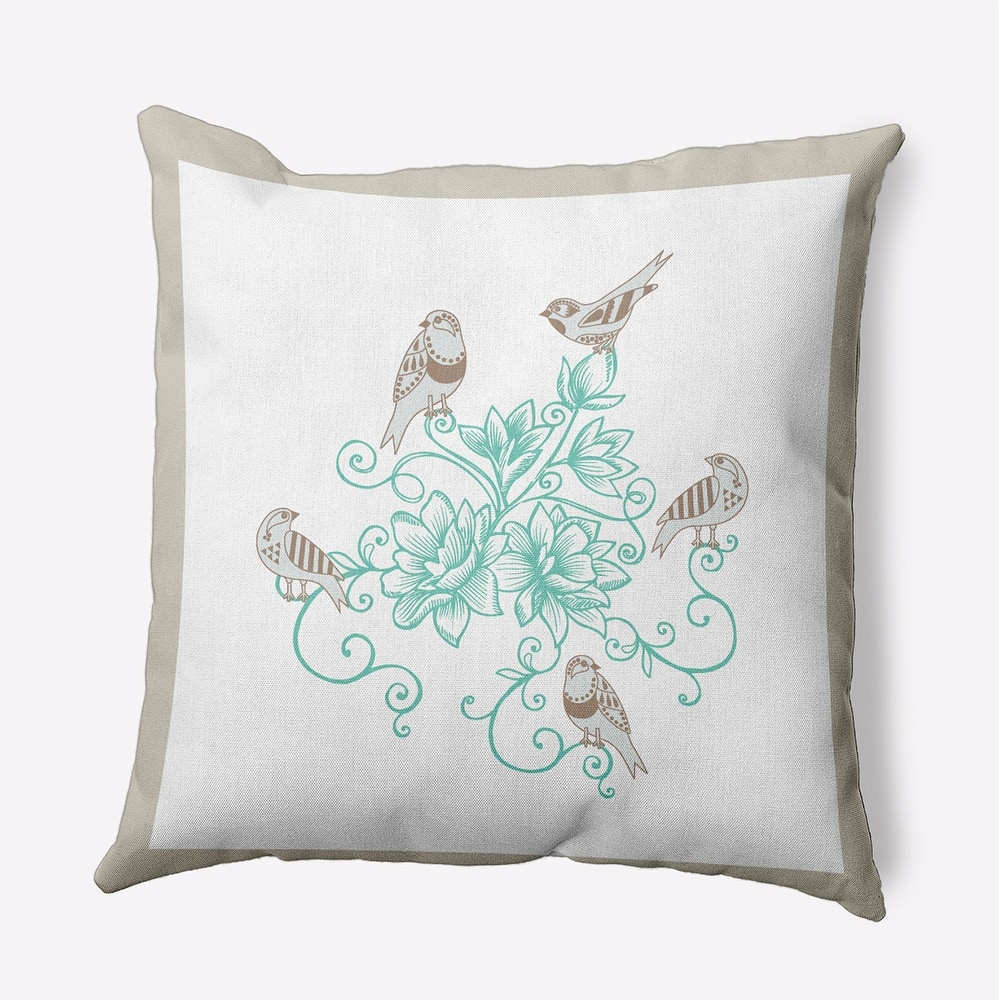 Birds And Flowers Decorative Throw Pillow