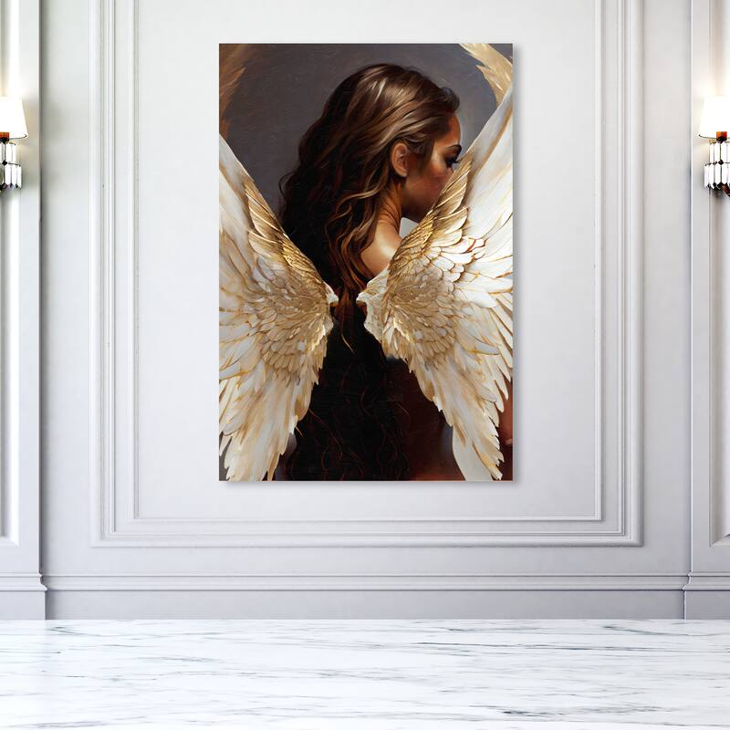 Wynwood Studio Fashion and Glam Always Angelic White and Cream White Traditional Wall Art Canvas Print - 54 x 36