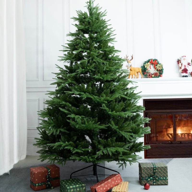 7FT Modern Holiday PE & PVC Mixed Foliage Green Christmas Tree - Green - 7 Foot