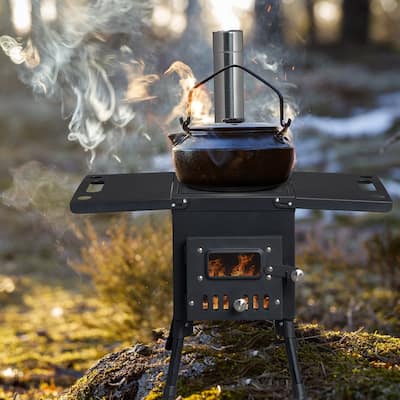 Wood Burning Stove With Chimney For Camping Hiking Picnic For Roasted Sweet Potato