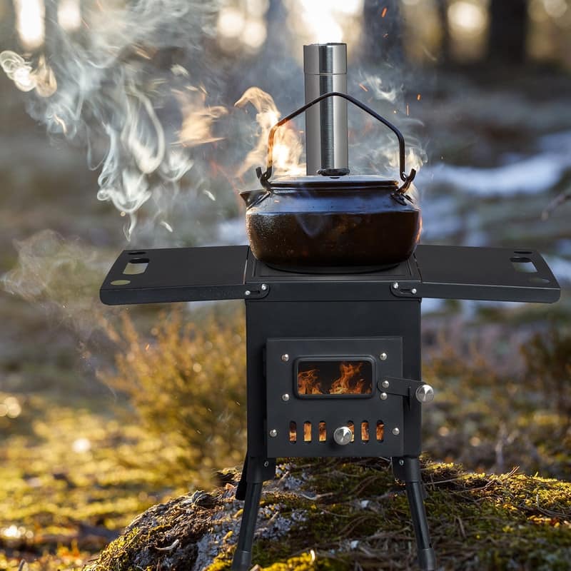 Wood Burning Stove With Chimney For Camping Hiking Picnic For Roasted Sweet Potato