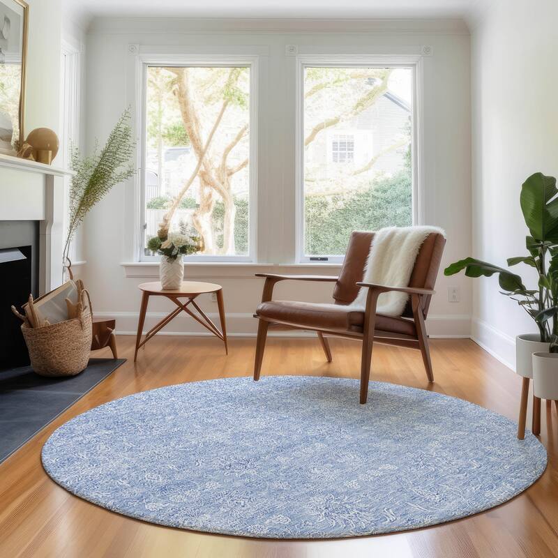 Premium Washable Super Soft Traditional Borderless Mayfield Rug - Sky - 8' x 8'