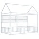 preview thumbnail 16 of 25, Twin Size Metal Bed House Bed Frame with Fence and Shelves, Black