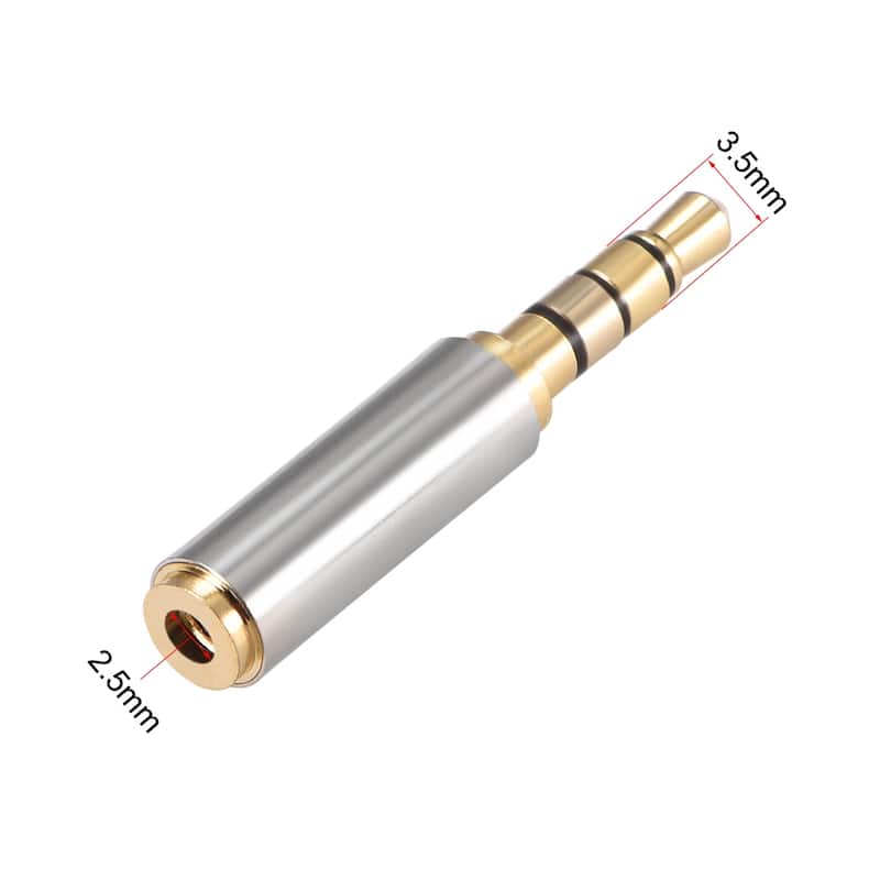 3.5mm Stereo 4 Pole Male to 2.5mm Female Adapter Coupler Converter Zinc Alloy - 3.5mm Male to 2.5mm Female
