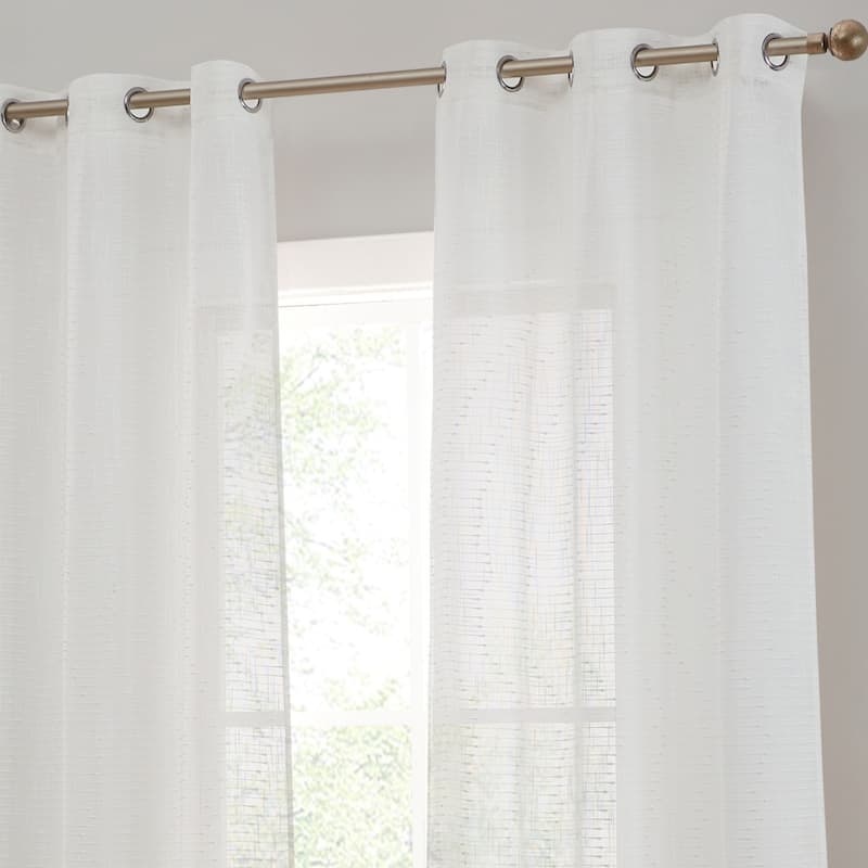HLC.ME Emily Faux Linen Semi Sheer Light Filtering Transparent Grommet Lightweight Window Curtains Drapery Panels, 2 Panels