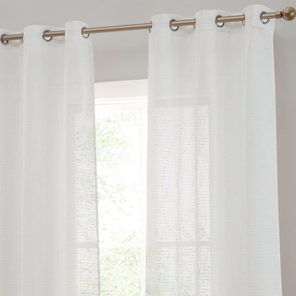 HLC.ME Emily Faux Linen Semi Sheer Light Filtering Transparent Grommet Lightweight Window Curtains Drapery Panels, 2 Panels