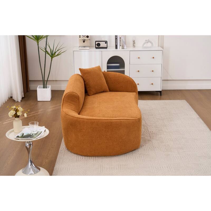 Compressed Curve Chaise Lounge, Modern Chenille Sofa Bed, No-Assembly Sofa