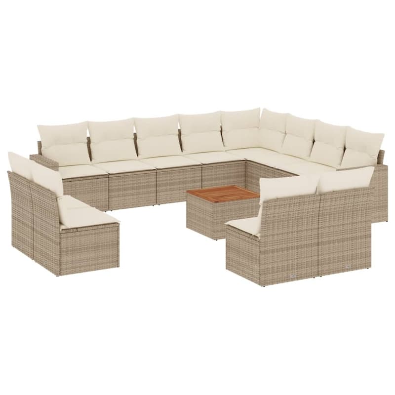 vidaXL Patio Sofa Set with Cushions Outdoor Furniture 13 Piece Poly Rattan - 21.7 x 21.7 x 14.6