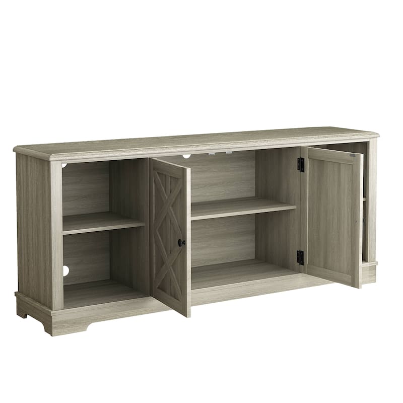 70-inch Extra-Wide Rustic TV Stand for 80" TVs - Natural Wood Finish