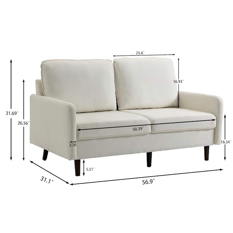 Velvet Loveseat Sofa With Wood Legs