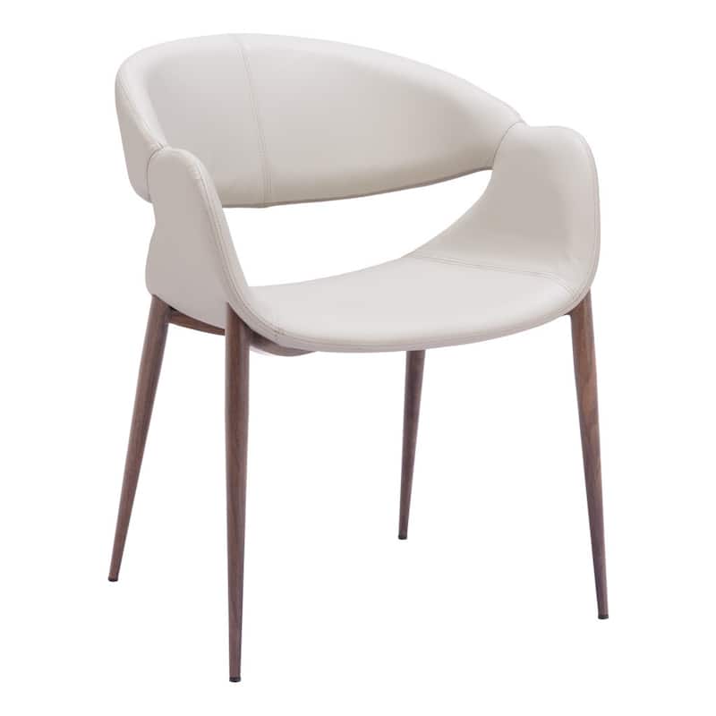 HomeRoots Set of Two Beige and Brown Upholstered Faux Leather Open Back Dining Arm Chairs - 25' X '32.3' X '25