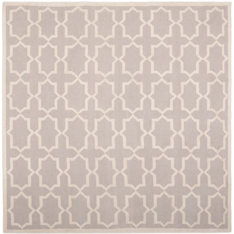 SAFAVIEH Handmade Flatweave Dhurries Cecchina Modern Moroccan Wool Rug - 6' Square - Grey/Ivory