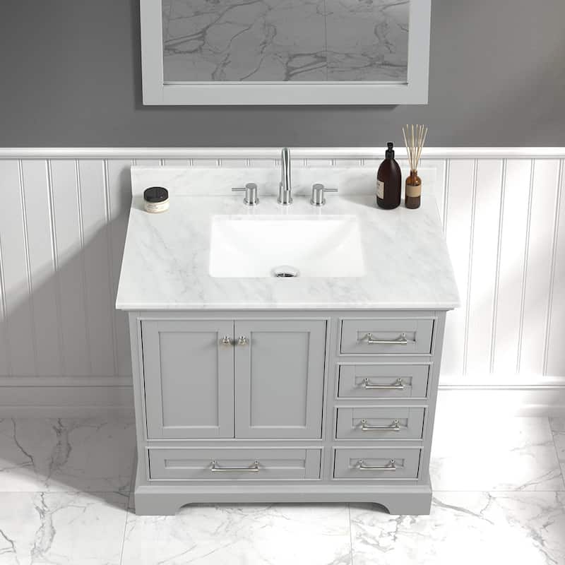 Blossom Copenhagen 36" Bathroom Vanity with Marble Top & Ceramic Sink