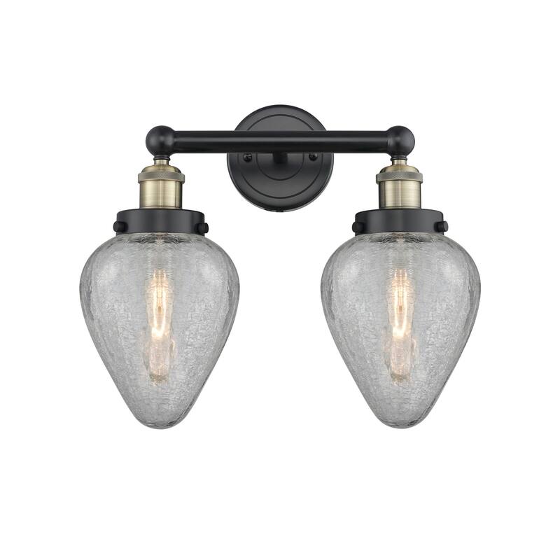 Innovations Lighting 616-2W-12-15 Geneseo Vanity Geneseo 2 Light 15" - Black Antique Brass / Clear Crackle