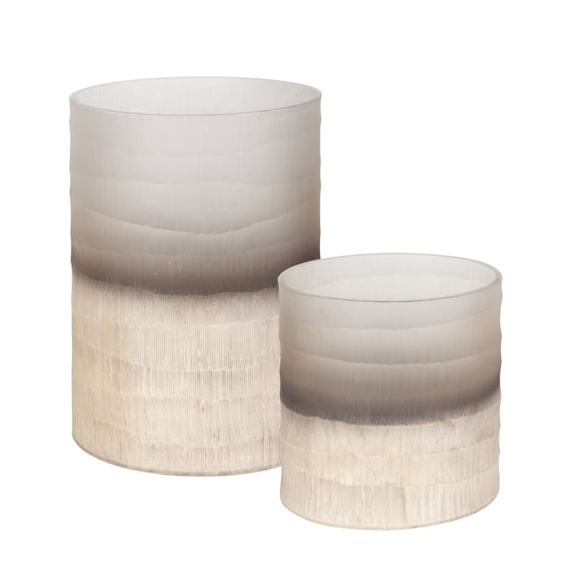 Ombre Cylindrical Glass Vases - 13" - Set of 2 - Bronze
