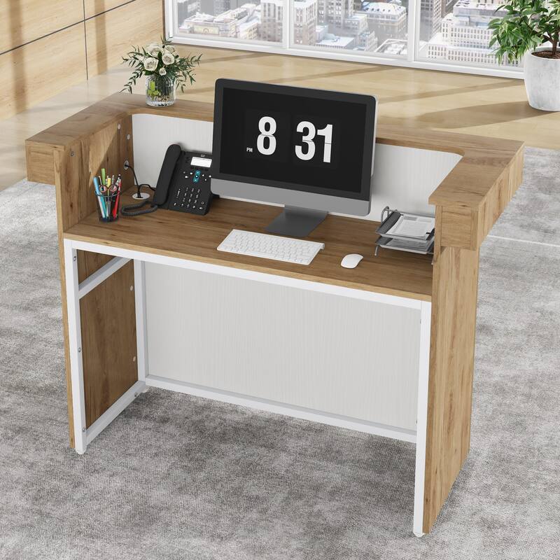 Modern 55 Inch Reception Desk Front Desk with Light