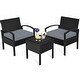 preview thumbnail 10 of 8, Gymax 3PCS Patio Rattan Conversation Furniture Set Outdoor Yard w/ - See Details