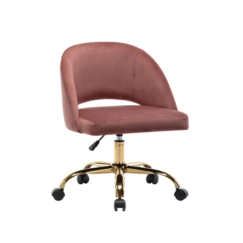 Porthos Home Naiko Velvet Upholstery Swivel Office Chair - Pink