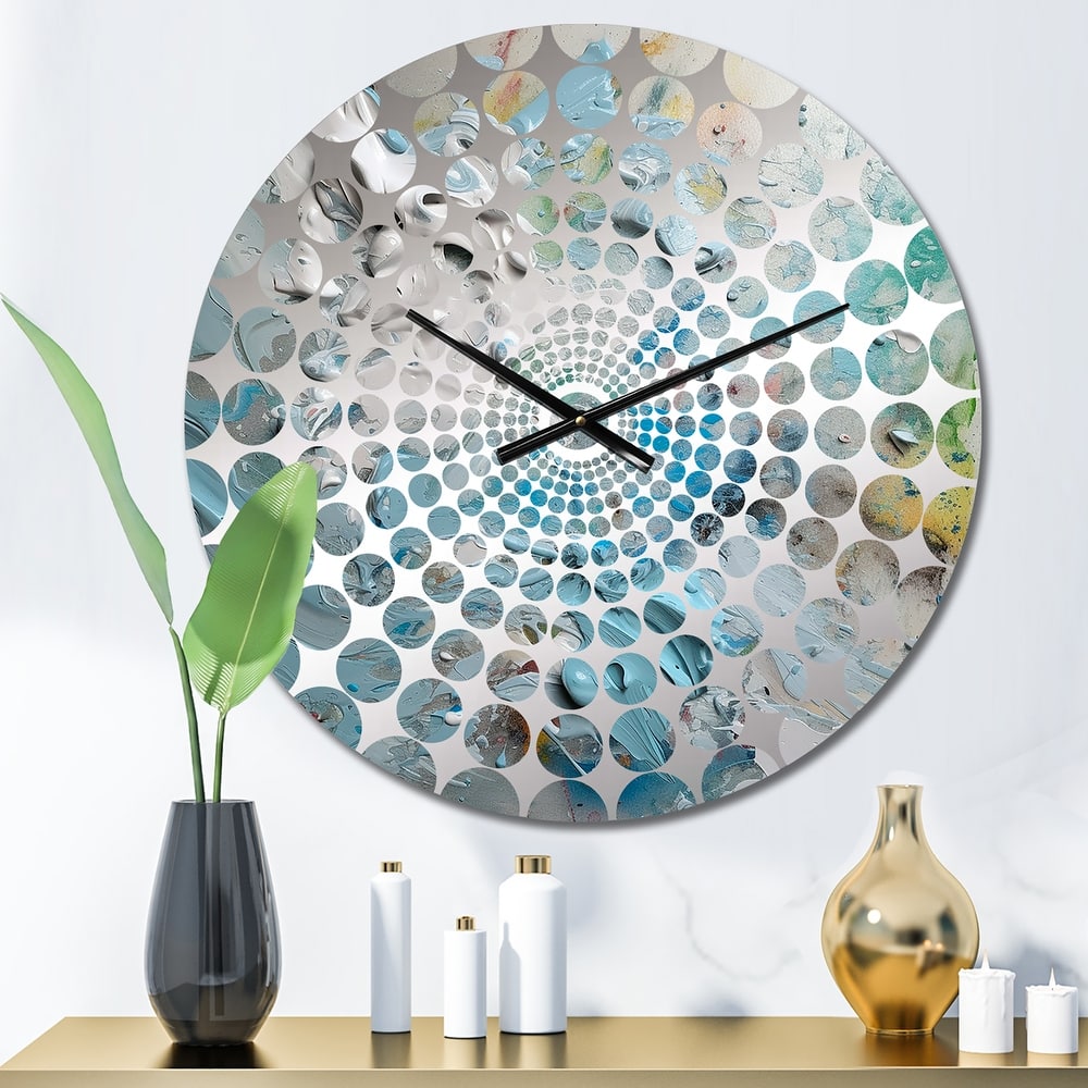 Designart "Summer Memories Abstract In White And Blue III" Abstract Painting Clocks Modern Wall Clocks For Hallway Décor