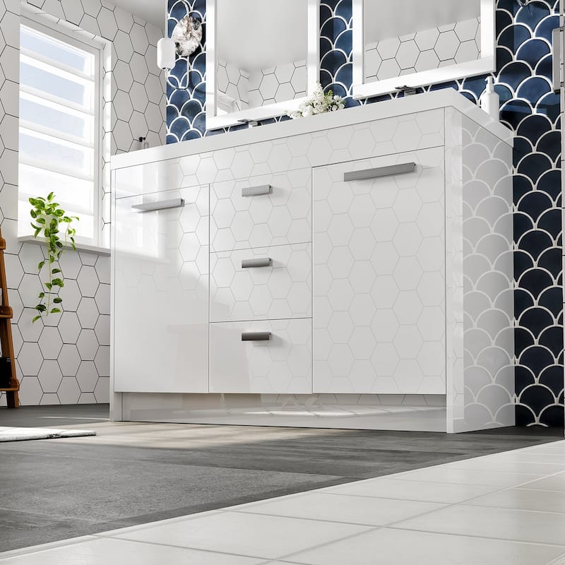 Eviva Lugano 48" White DS Bath Vanity with Integrated Sink