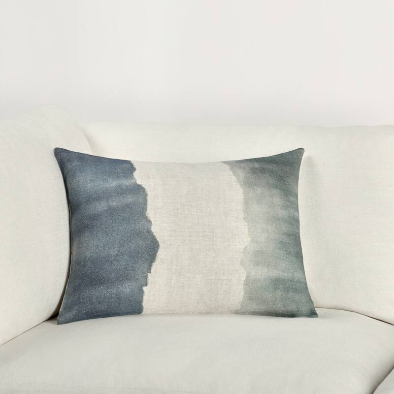Villa by Classic Home Foundation 14"x20" Blue Belgian Linen Throw Pillow