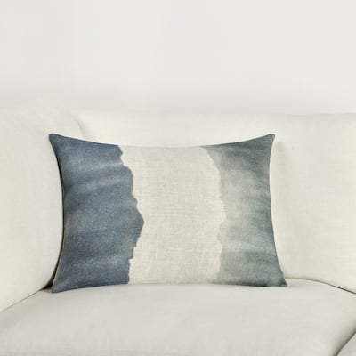 Villa by Classic Home Foundation 14"x20" Blue Belgian Linen Throw Pillow
