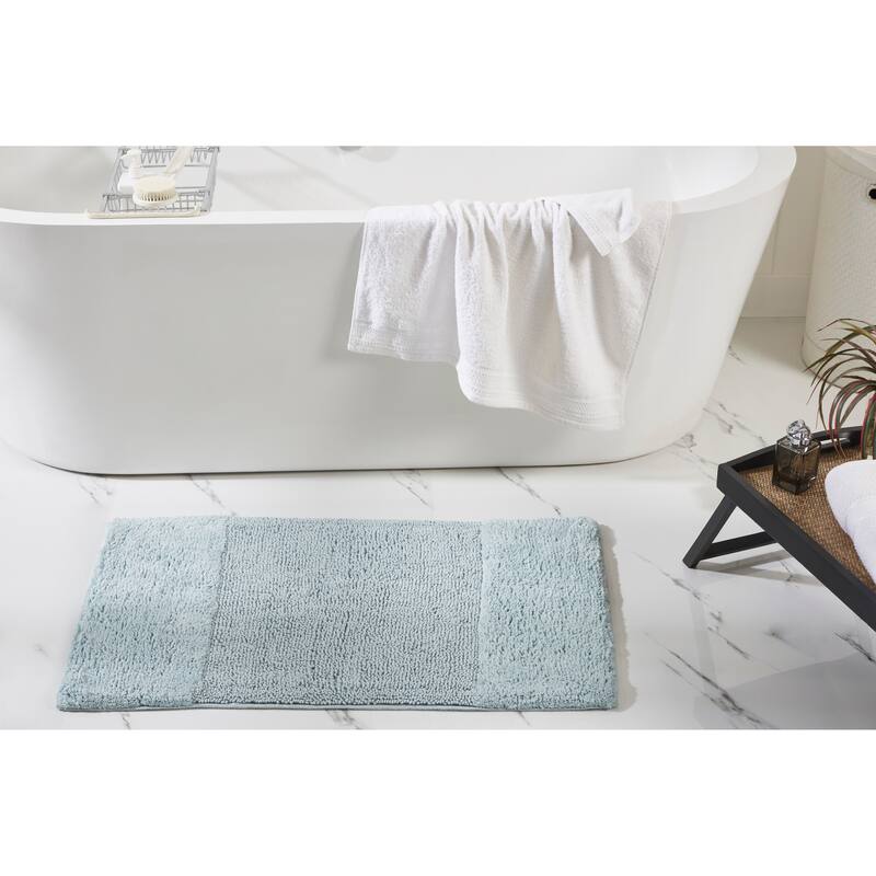 Better Trends Bath Rug 100% Cotton Water Absorbent Tufted Bathroom Rugs Set for Shower,Sink Mats Machine Wash Granada Collection - 2 Piece Set (21" x 34" | 24" x 40") - Blue