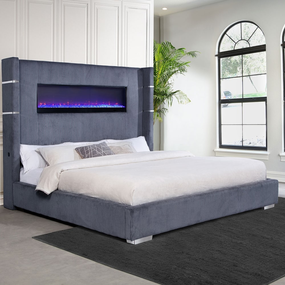 Judah Upholstered Flame Visualizer Bed