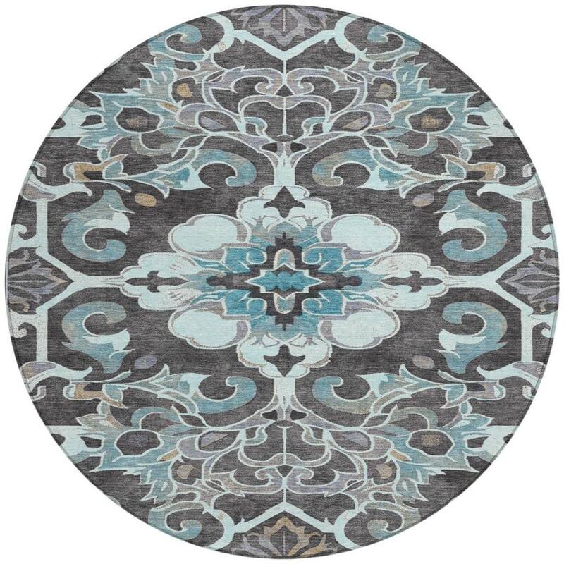 HomeRoots Damask Traditional Rectangle Outdoor Rug