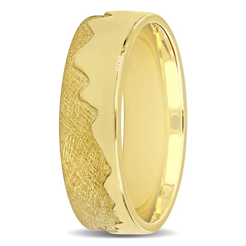 Miadora Mens Mountain Design Wedding Band in 14k Yellow Gold