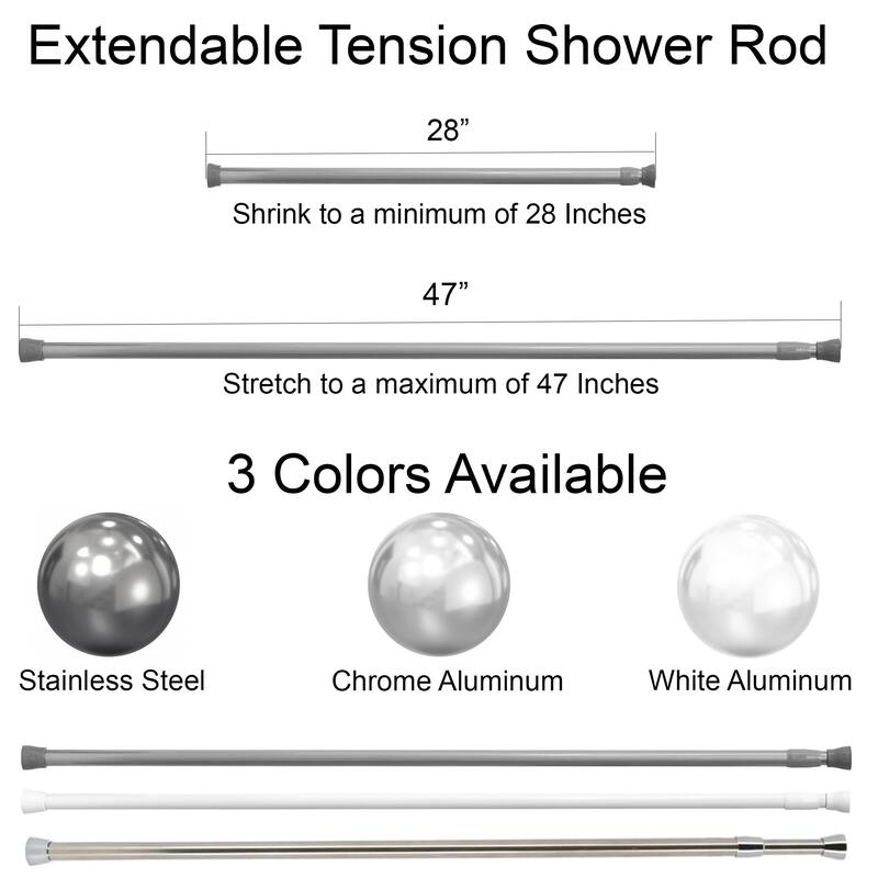Evideco Shower Curtain Adjustable Tension Rod From 28 to 47