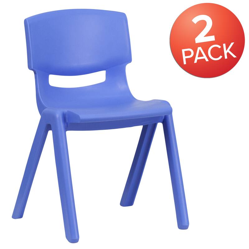 2 Pack Plastic Stack School Chair with 13.25"H Seat, K-2 School Chair - Blue