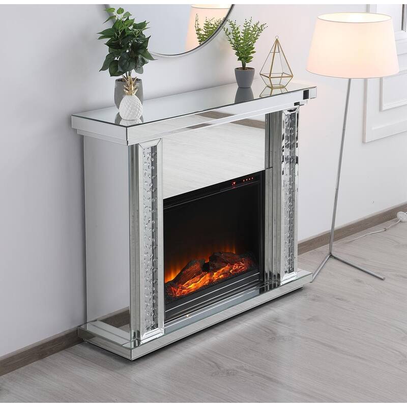 Crystal Mirrored 47.5-inch Fireplace Mantle - N/A