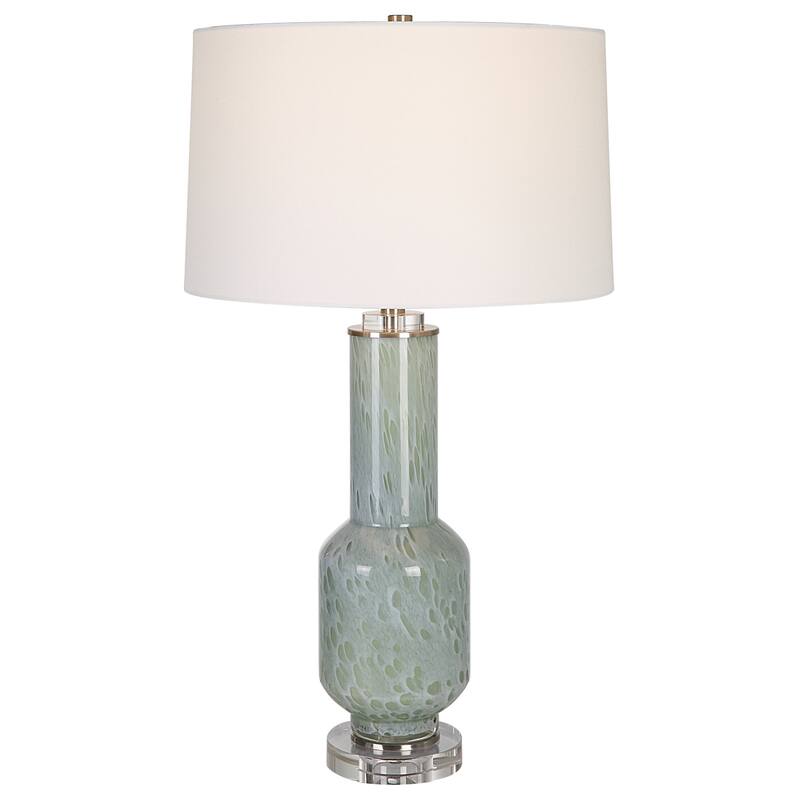 Bubble Glass Table Lamp with Tapered Shade - 30" - Aqua Gray