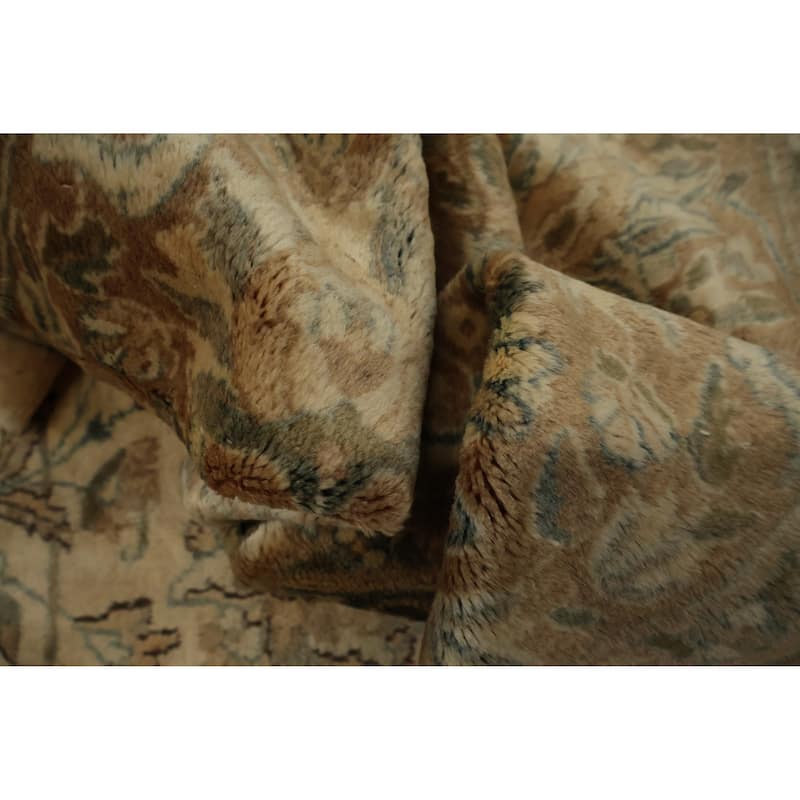 Hand Knotted Oriental 100% Wool Carpet Traditional All-Over Beige & Ivories Kerman Area Rug - 16' 1'' X 11' 2''