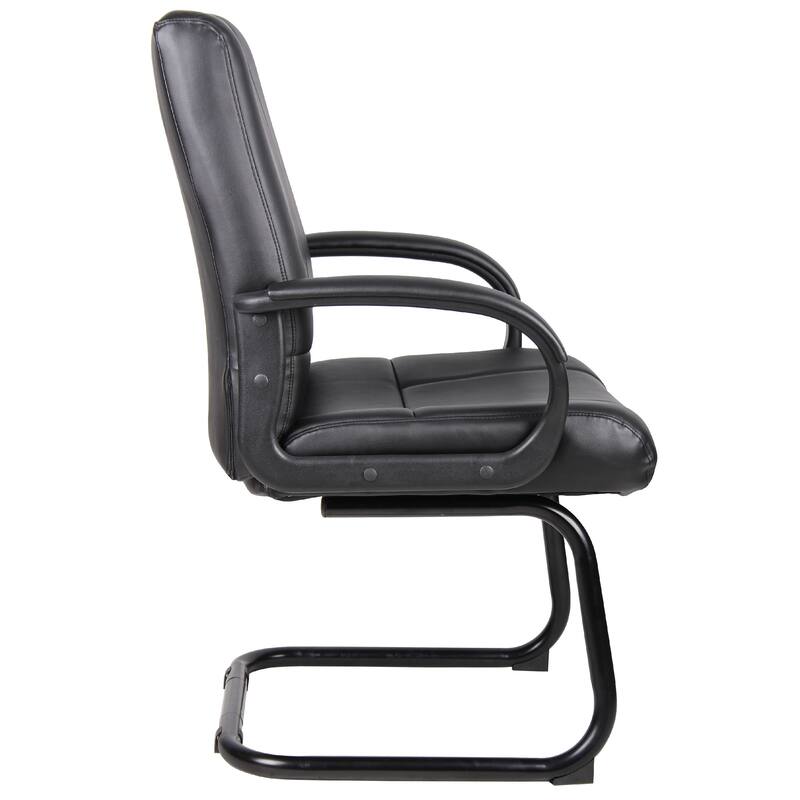 Ruia Mid Back Guest Armchair, Black Soft Vinyl, Cantilever Base