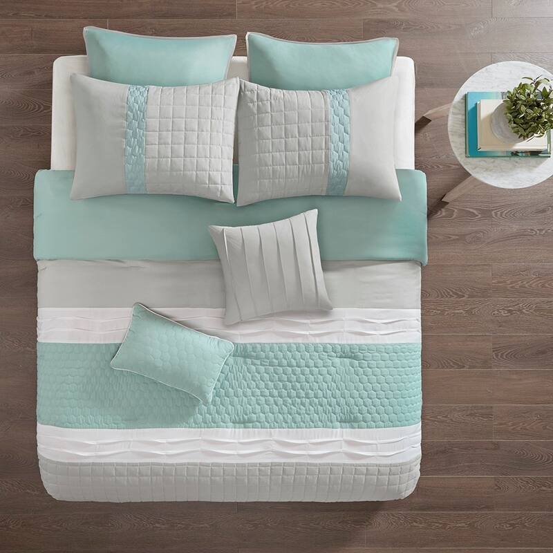 GDF Studio - Tinsley 8 Piece Pleated Microfiber Comforter Set