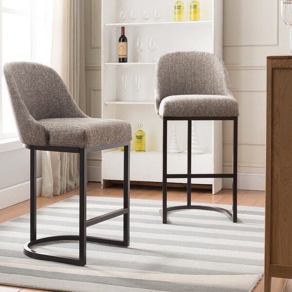 Leick Home Barrelback Upholstered Counter Height Barstool Set of 2