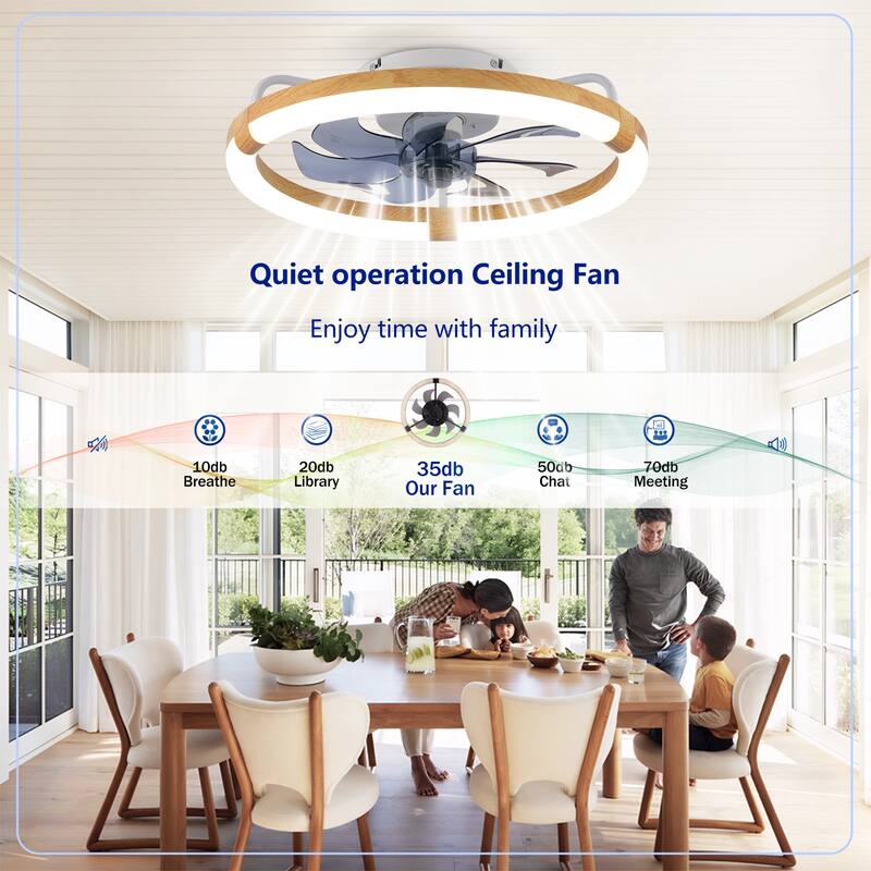 Sofucor 20 Inch Low Profile Ceiling Fan,Dimmable LED Ceiling Fans with Lights and Remote,Modern Flush Mount Fandelier Fans Light