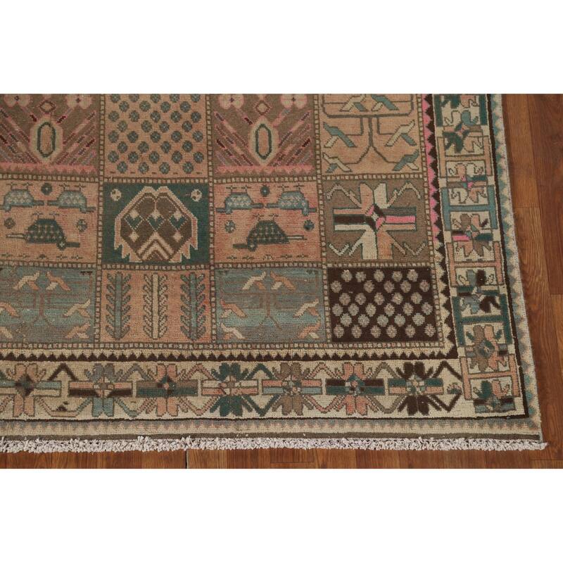 Garden Design Bakhtiari Persian Vintage Rug Hand-Knotted Wool Carpet - 4'10" x 9'2"