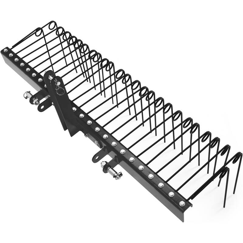 72 Inch Pine Straw Rake, 30 Coil Spring Tines Durable Powder
