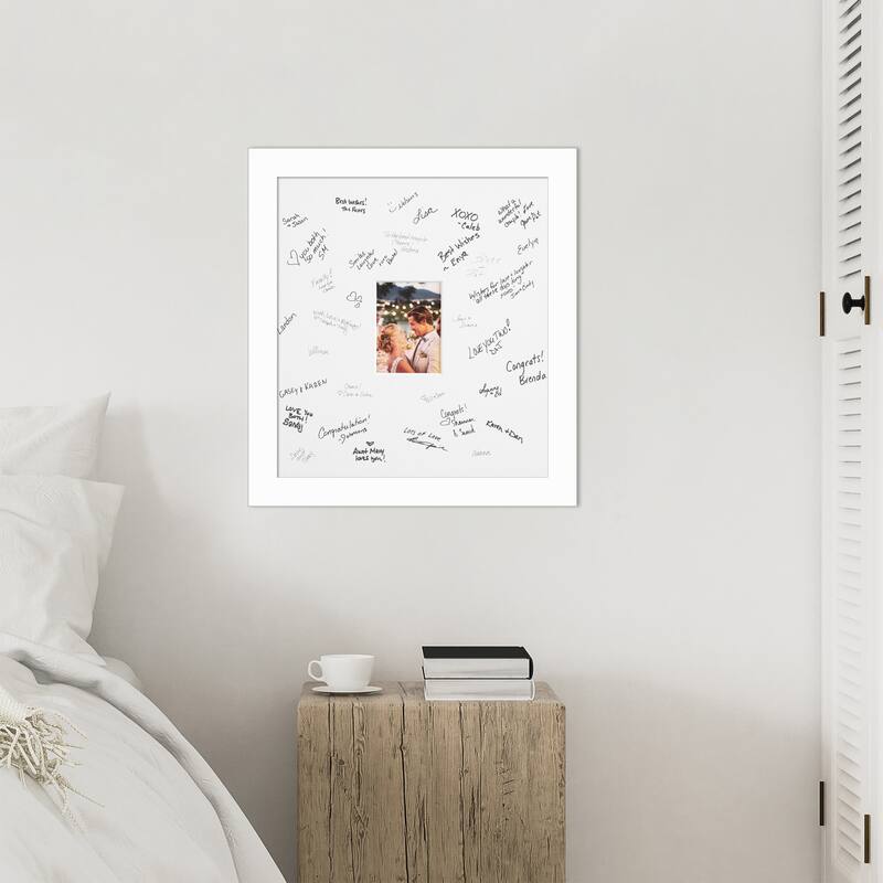 Basic Signature Mat Picture Frame - Autograph Photo Frame Guest Book Alternative for Weddings, Graduations, or Retirement